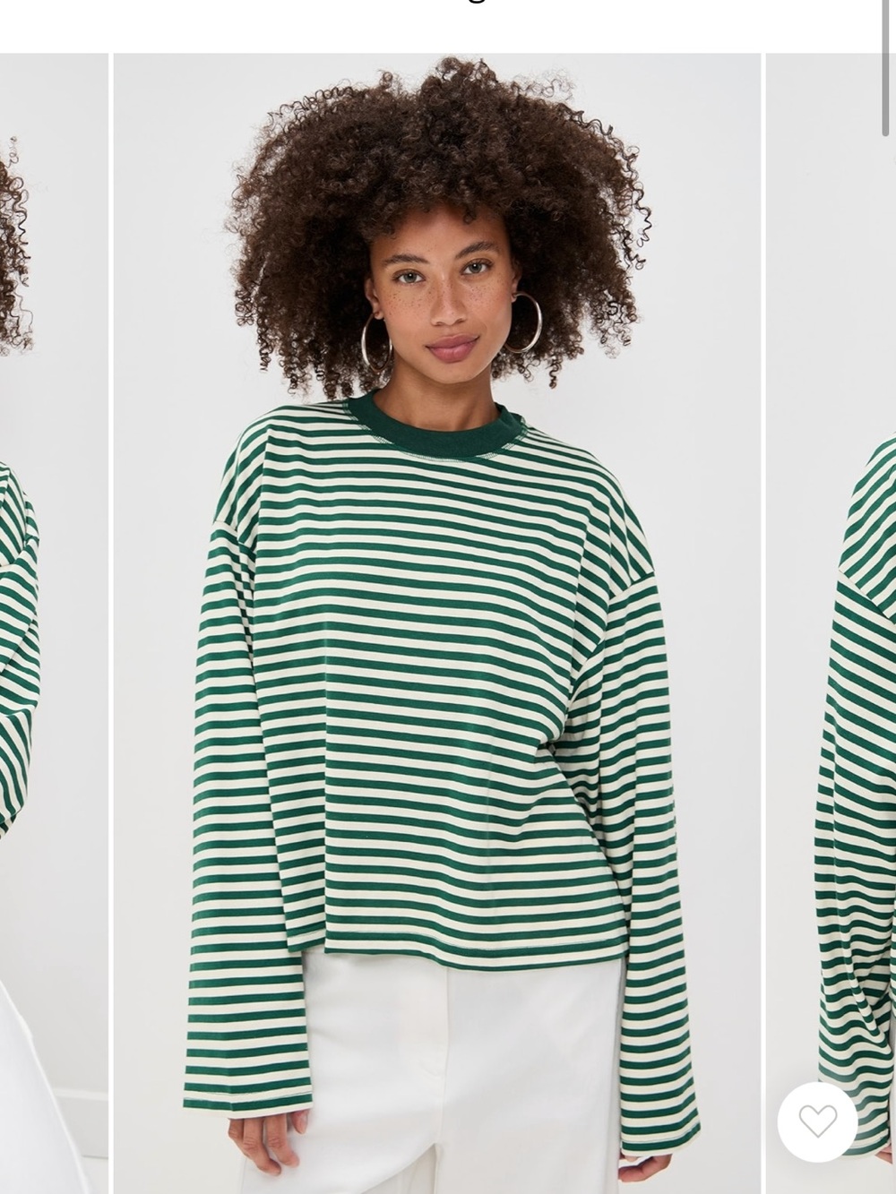 Lioness Green and White Striped Long Sleeve Tee